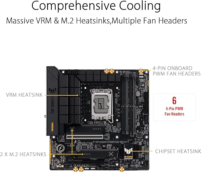 ASUS TUF GAMING B760M-PLUS WIFI D4 Intel(13th and 12th Gen)LGA 1700 mATX motherboard,PCIe 5.0,2xPCIe 4.0 M.2 slots,DDR4,WiFi 6,2.5Gb LAN,USB 3.2 Gen 2x2 Type-C,front USB 3.2 Type-C,Thunderbolt (USB4®) ASUS TUF GAMING B760M-PLUS WIFI D4 Intel(13th and 12th Gen)LGA 1700 mATX motherboard,PCIe 5.0,2xPCIe 4.0 M.2 slots,DDR4,WiFi 6,2.5Gb LAN,USB 3.2 Gen 2x2 Type-C,front USB 3.2 Type-C,Thunderbolt (USB4®)